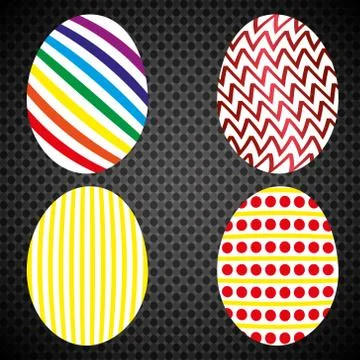 Happy Easter. Set of Easter eggs with different texture. Spring holiday. Vector  Stock Illustration