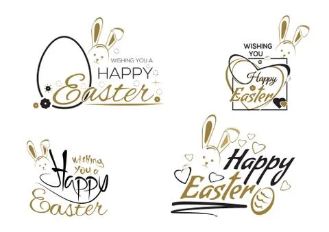 Happy Easter. Set Easter lettering design Stock Illustration