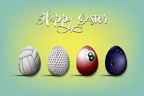 Happy Easter. Set eggs in the form of sport balls Illustrazione stock