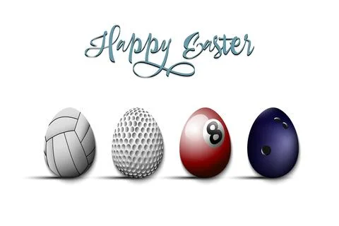 Happy Easter. Set eggs in the form of sport balls Stock Illustration