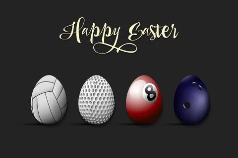 Happy Easter. Set eggs in the form of sport balls Stock Illustration