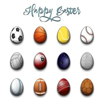 Happy Easter. Set eggs in the form of sport balls Illustrazione stock