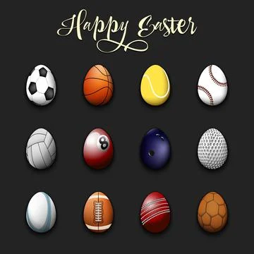Happy Easter. Set eggs in the form of sport balls Stock Illustration