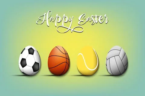 Happy Easter. Set eggs in the form of sport balls Illustrazione stock