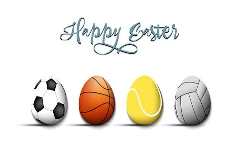 Happy Easter. Set eggs in the form of sport balls Illustrazione stock
