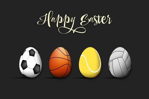 Happy Easter. Set eggs in the form of sport balls Illustrazione stock