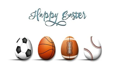 Happy Easter. Set eggs in the form of sport balls Stock Illustration
