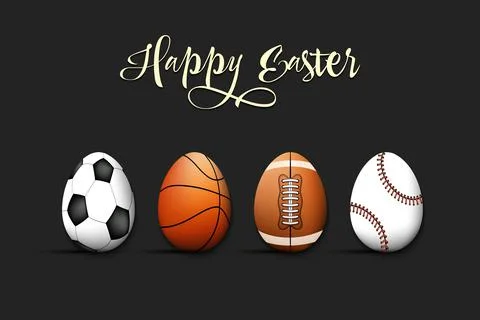 Happy Easter. Set eggs in the form of sport balls Stock Illustration