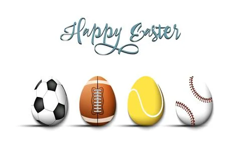 Happy Easter. Set eggs in the form of sport balls Illustrazione stock