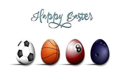 Happy Easter. Set eggs in the form of sport balls Stock Illustration