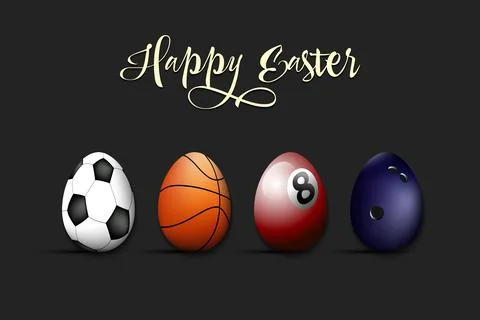 Happy Easter. Set eggs in the form of sport balls Stock Illustration