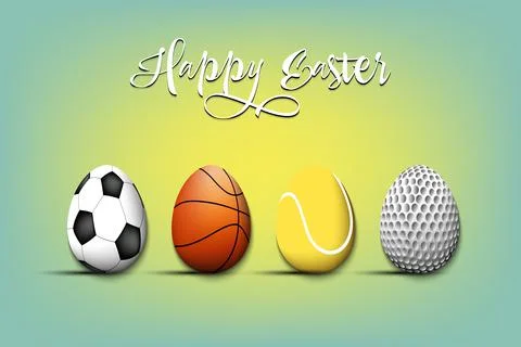 Happy Easter. Set eggs in the form of sport balls Illustrazione stock