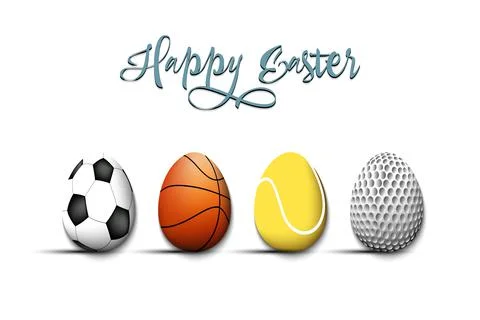Happy Easter. Set eggs in the form of sport balls Stock Illustration