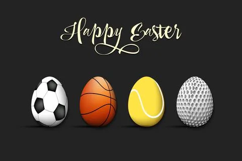 Happy Easter. Set eggs in the form of sport balls Stock Illustration
