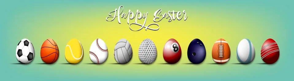 Happy Easter. Set eggs in the form of sport balls Stock Illustration