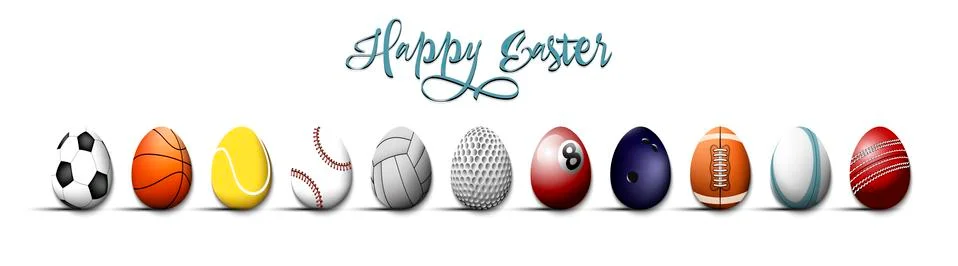 Happy Easter. Set eggs in the form of sport balls Stock Illustration