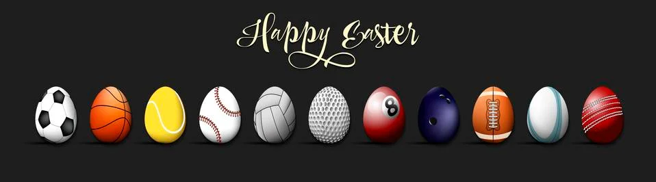 Happy Easter. Set eggs in the form of sport balls Stock Illustration