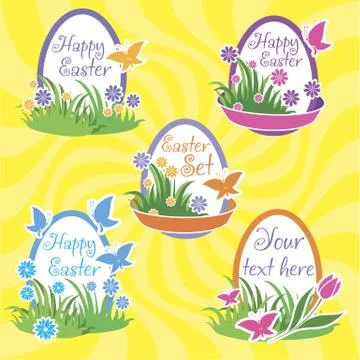 Happy easter set eggs. Illustrazione stock