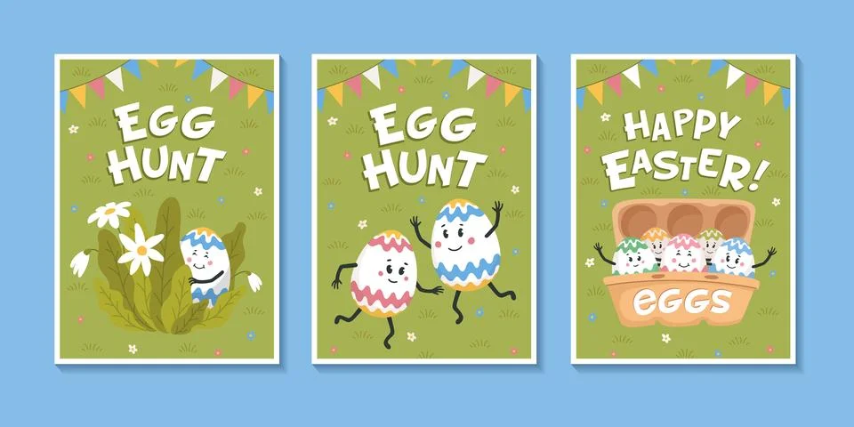 Happy Easter Set with eggs Stock Illustration