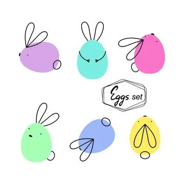 Happy Easter set with eggs or rabbits. Cute bunny vector illustration. EPS 10 库存插图