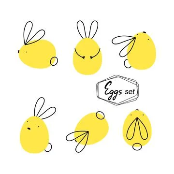 Happy Easter set with eggs or rabbits. Cute bunny vector illustration. EPS 10 库存插图