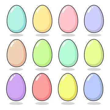 Happy Easter set of painted eggs in levitation. Fun holiday elements coloring Illustrazione stock