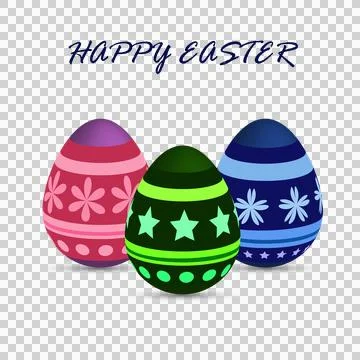 Happy easter. Set of realistic Easter eggs with different texture and ornamen Stock Illustration