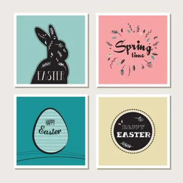 Happy Easter - set of stylish cards or invitations Stock-Illustration