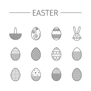 Happy Easter. Silhouette of different shapes of easter eggs . Vector イラスト素材
