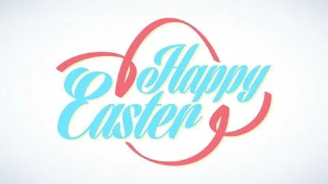 Happy easter with silkish ribbon wrapping modern cursive letters and forming Stock Footage 130602412