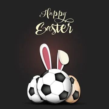 Happy Easter. Soccer ball with ears rabbit Stock Illustration