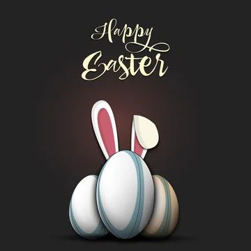 Happy Easter. Soccer ball with ears rabbit Stock Illustration