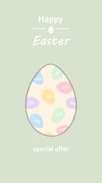 Happy Easter special offer Vertical Promo Banner Design with Egg Shapes and Stock Illustration