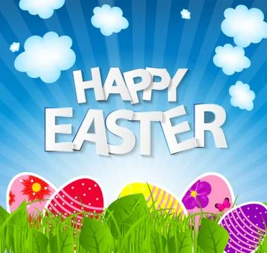 Happy Easter Spring Background Vector Illustration Stockillustratie