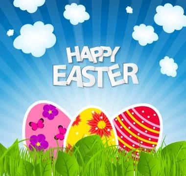 Happy Easter Spring Background Vector Illustration 스톡 일러스트