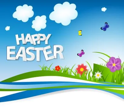 Happy Easter Spring Background Vector Illustration 스톡 일러스트