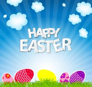 Happy Easter Spring Background Vector Illustration 스톡 일러스트