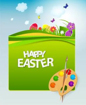 Happy Easter Spring Background Vector Illustration 스톡 일러스트