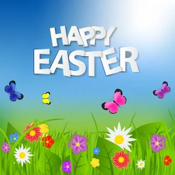 Happy Easter Spring Background Vector Illustration 스톡 일러스트