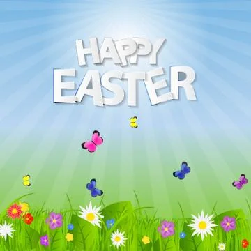 Happy Easter Spring Background Vector Illustration Stock Illustration
