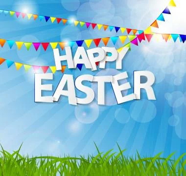Happy Easter Spring Background Vector Illustration 스톡 일러스트
