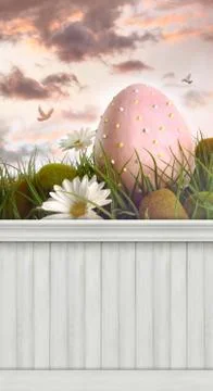 Happy Easter Spring background/backdrop Stock Photos