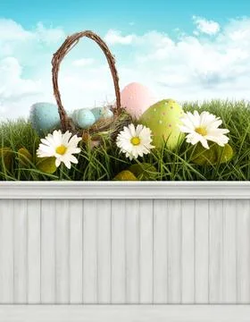 Happy Easter Spring background/backdrop Stock Photos