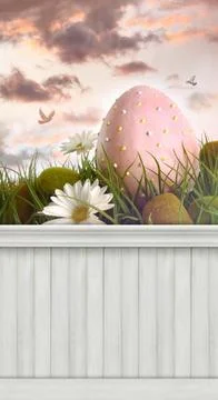 Happy Easter Spring background/backdrop Stock Photos