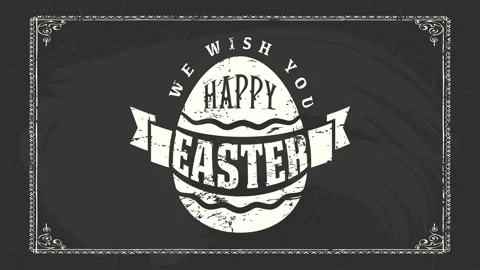 Happy easter spring celebration post on blackboard with white chalk decorated Stock Footage 130928285