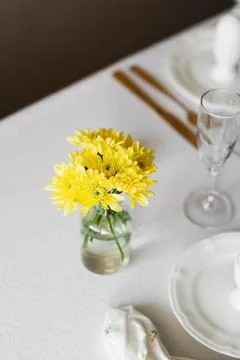 Happy Easter! Spring elegant table setting Stock Photos
