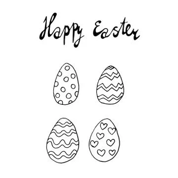 Happy easter spring graphic elements,vector set. Lettering, egg, branch イラスト素材