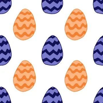 Happy easter spring graphic elements,vector seamless pattern. Lettering, egg, Stock Illustration