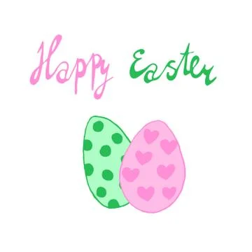 Happy easter spring graphic elements,vector seamless pattern. Lettering, egg, 스톡 일러스트