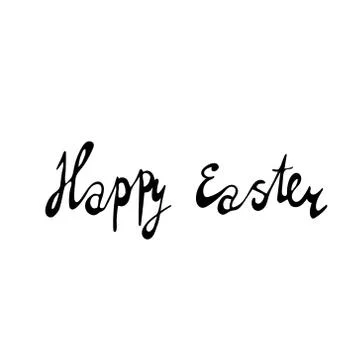 Happy easter spring graphic elements,vector set. Lettering, egg, branch Illustrazione stock